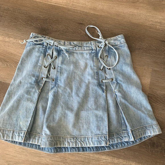 Free People Lace Up Denim Skirt - Picture 2 of 7
